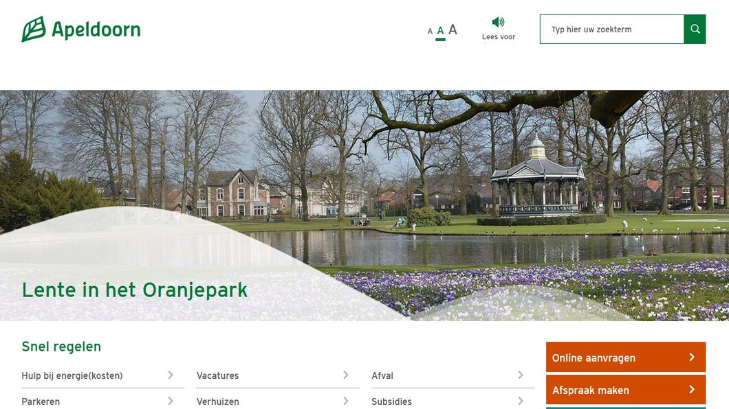 website gemeente Apeldoorn 28 maart 2022