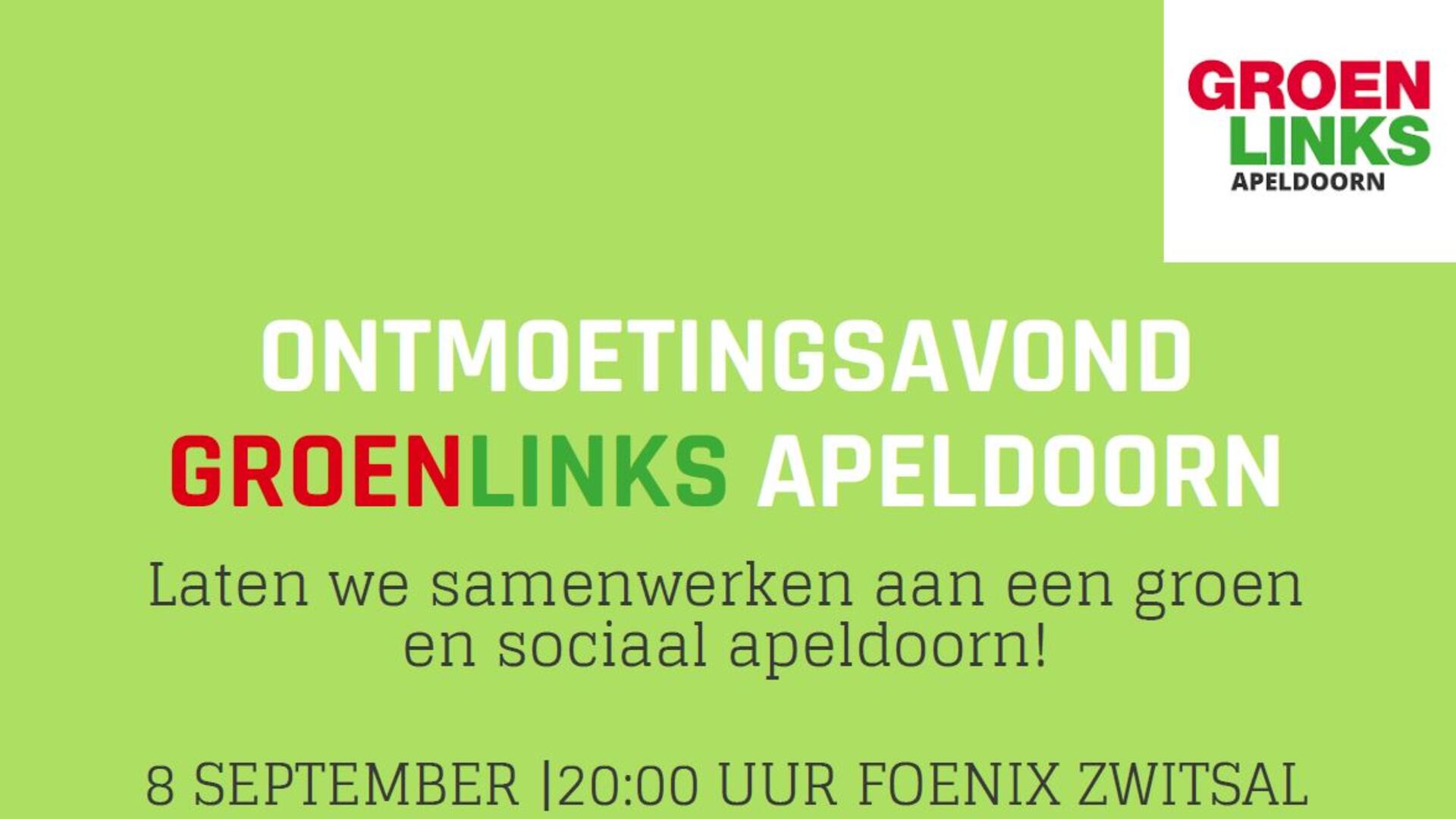 ontmoetingsavond GroenLinks Apeldoorn 8 september 2021